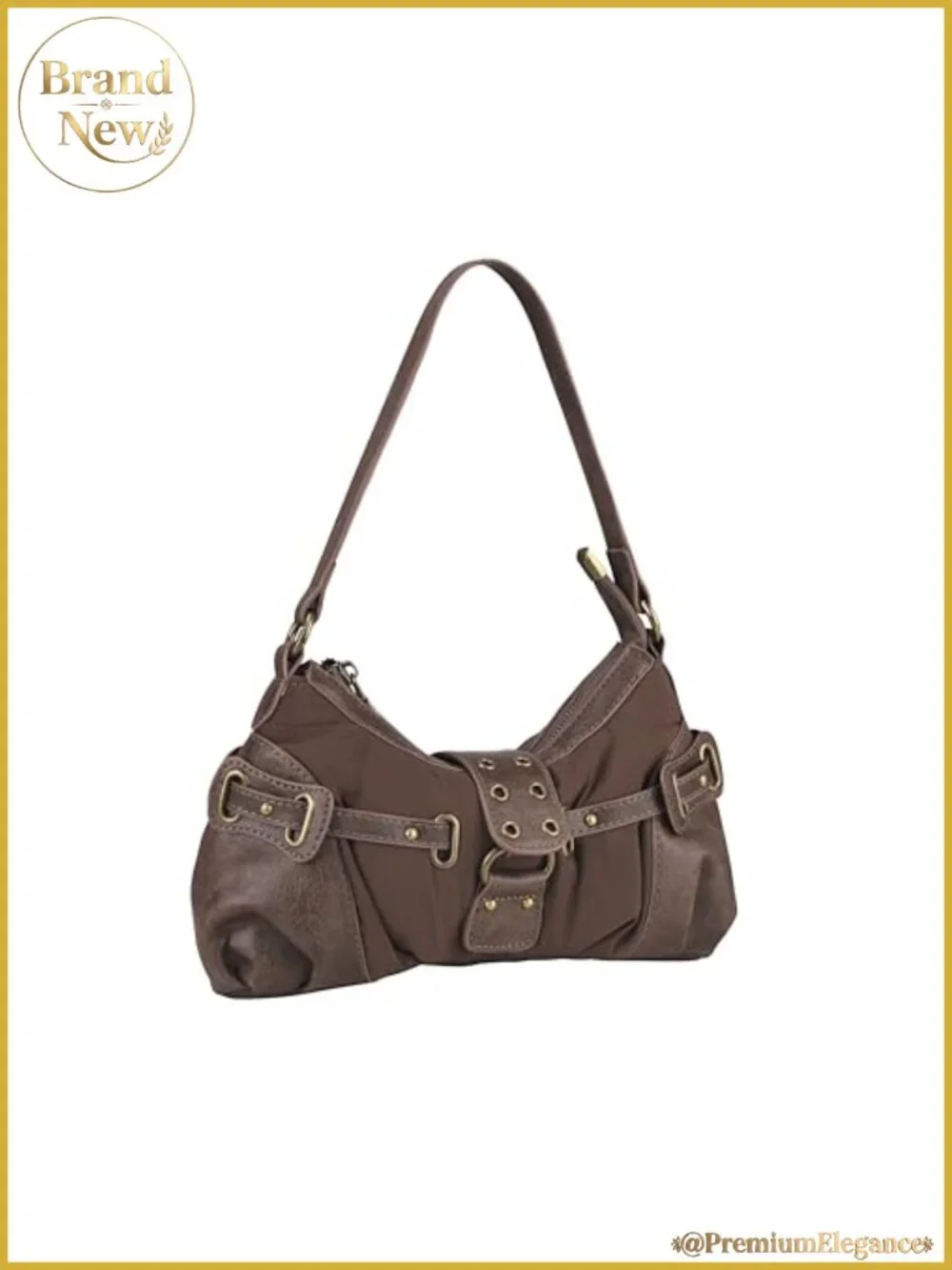 Y2K Retro Vintage Grunge Small Hobo Purse Shoulder Bag | Faux Leather Nylon